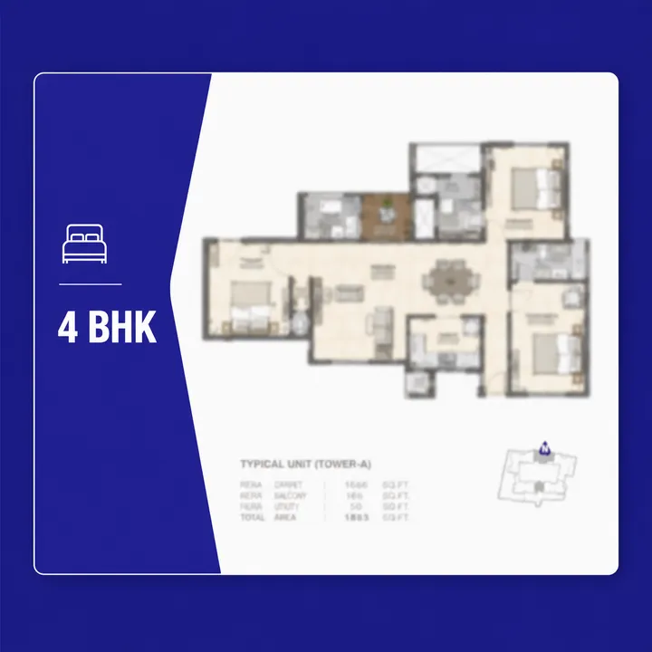 4 BHK Apartment floor plan reference at Purva Jigani - about 2,700 sq ft
